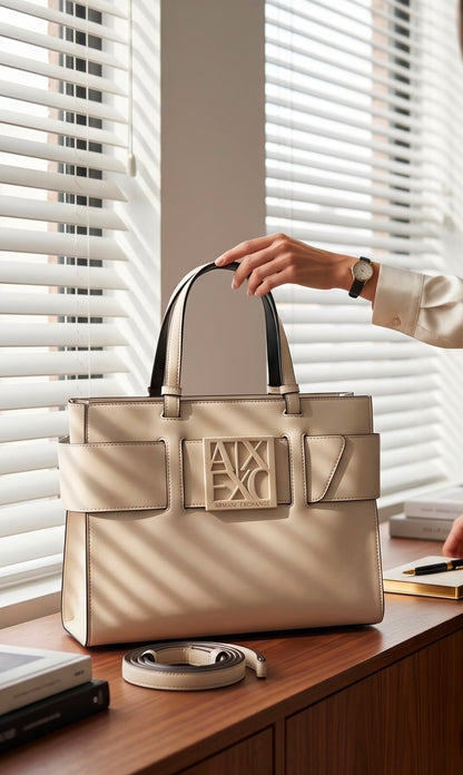 Armanii Exchange Susy Leather Tote Bag with premium quality box