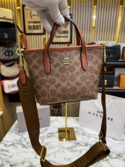 Coacch city mini tote bag in signature canvas bag with box premium quality