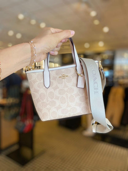 Coacch city mini tote bag in signature canvas bag with box premium quality