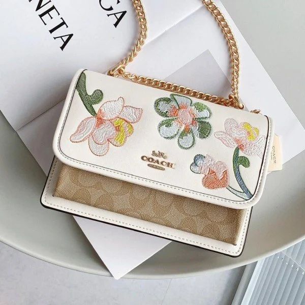Coachh Klare Crossbody Bag In Signature Canvas With Floral Embroidery