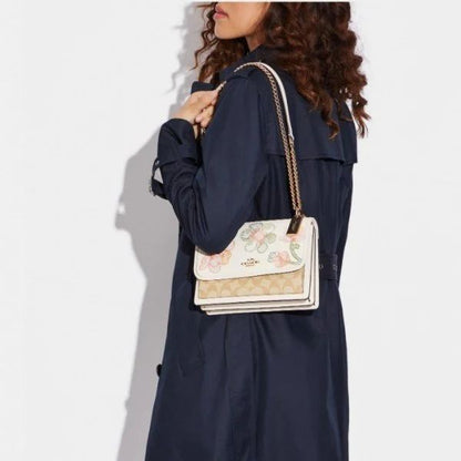 Coachh Klare Crossbody Bag In Signature Canvas With Floral Embroidery