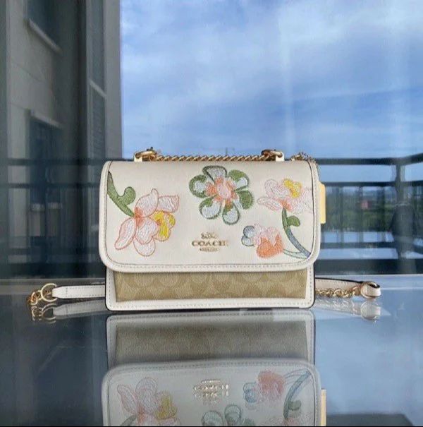 Coachh Klare Crossbody Bag In Signature Canvas With Floral Embroidery