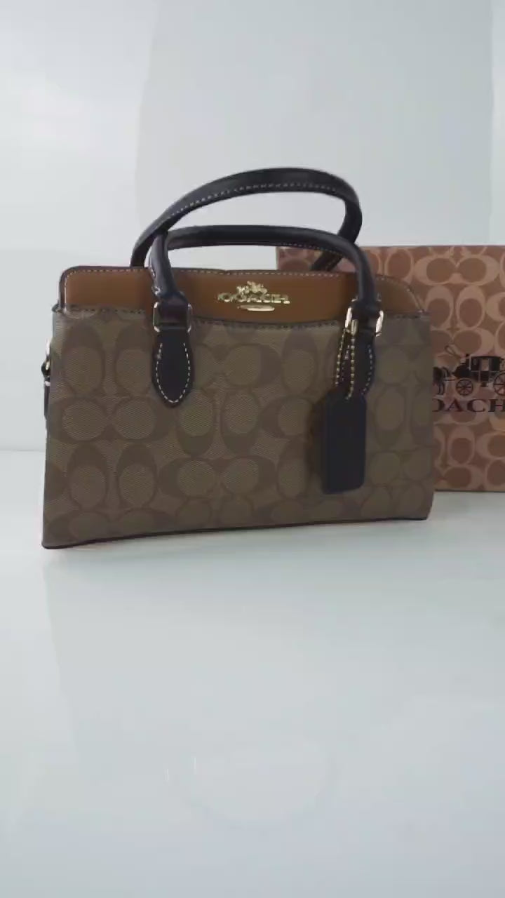 Coach mini darcie carryall in signature chambray bag with box