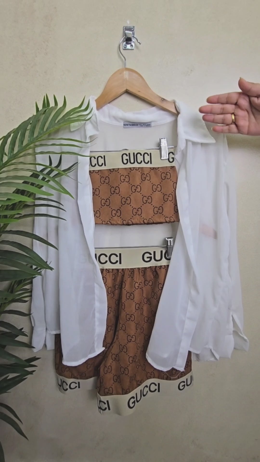 Gucci WOMENS SHRAG SHORTS SET BROWN